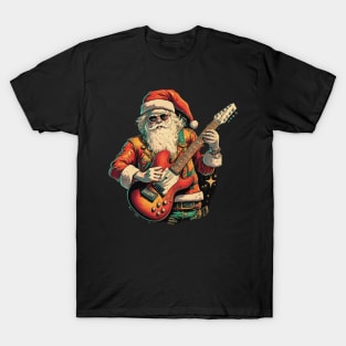 Rock & Roll Christmas Santa Claus Electric Guitar Player T-Shirt